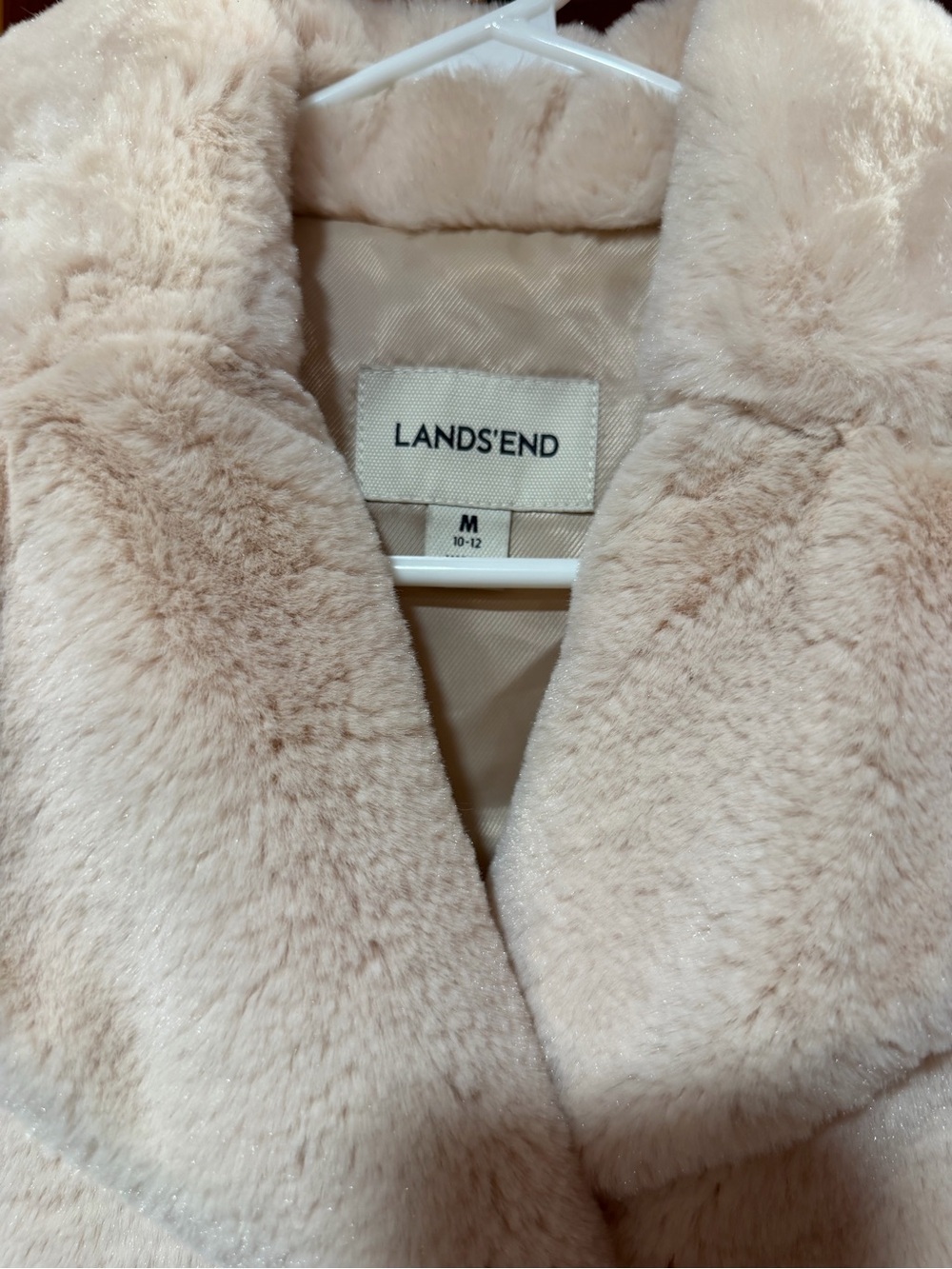 Lands’ End Women’s Faux Fur Teddy Coat – Size M (10-12) – Cream - Picture 6 of 9
